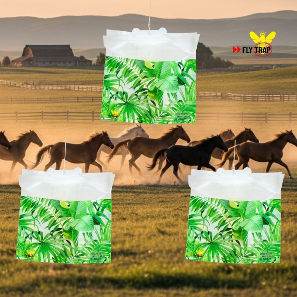 Monsoon Fly Control Tips- Stop the Rainy Season Fly Explosion FlyTrap® Horse Fly Trap Set of 3 - Organic & Non-Toxic Protection for Your Horses